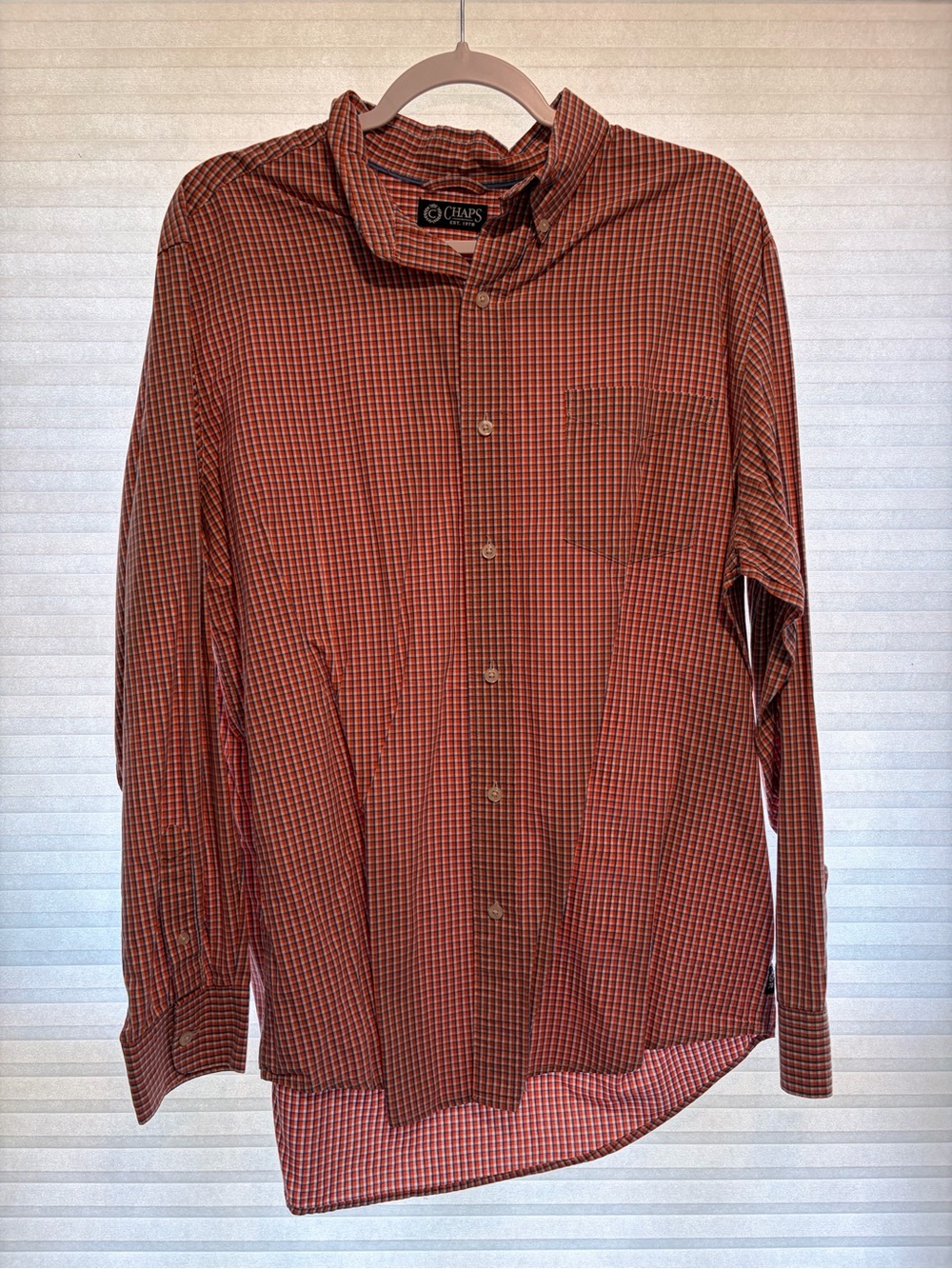 Chaps Men’s Long-Sleeve Plaid Button-Up Shirt - Rust/Brown